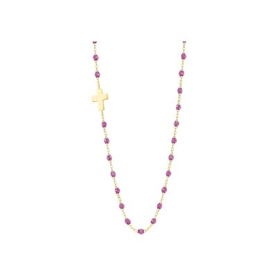 Collier Gigi Clozeau Croix en or jaune et résine galaxy, 42cm
