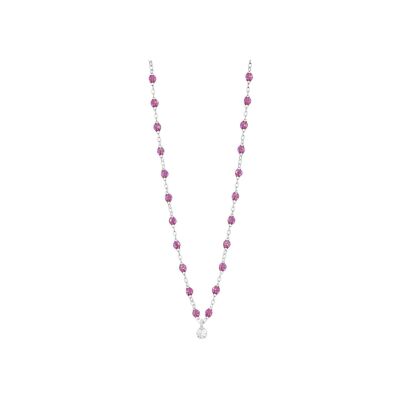 Collier Gigi Clozeau Gigi Suprême en or blanc, résine galaxy et diamant, 42cm
