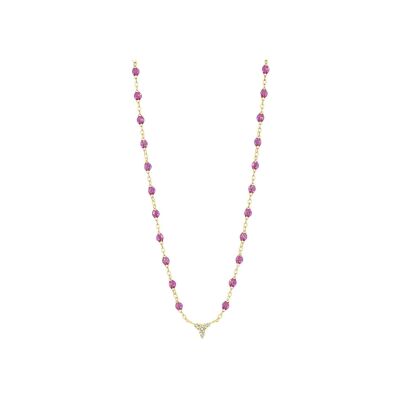 Collier Gigi Clozeau petit Kosmos en or jaune, résine galaxy et diamants, 42cm