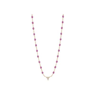 Collier Gigi Clozeau petit Kosmos en or rose, résine galaxy et diamants, 42cm