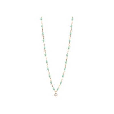 Collier Gigi Clozeau Gigi Suprême en or rose, résine jade et diamants, taille 42cm