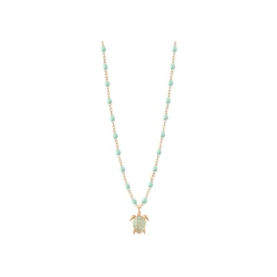 Collier Gigi Clozeau Tortue en or rose et résine jade, 42cm