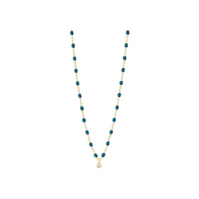 Collier Gigi Clozeau Gigi Suprême en or jaune, résine jungle et diamant, 42cm
