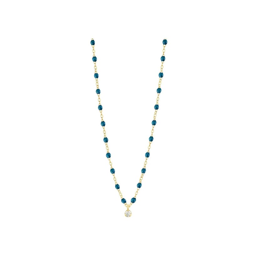 Collier Gigi Clozeau Gigi Suprême en or jaune, résine jungle et diamant, 42cm