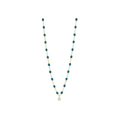 Collier Gigi Clozeau Gigi Suprême en or jaune, résine jungle et diamant, 42cm