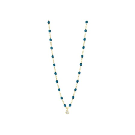 Collier Gigi Clozeau Gigi Suprême en or jaune, résine jungle et diamant, 42cm