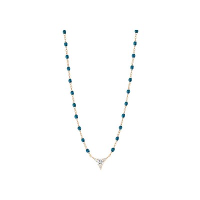 Collier Gigi Clozeau Kosmos en or rose, résine jungle et diamants, 42cm