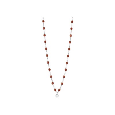 Collier Gigi Clozeau Gigi Suprême en or blanc, résine moka et diamant, 42cm