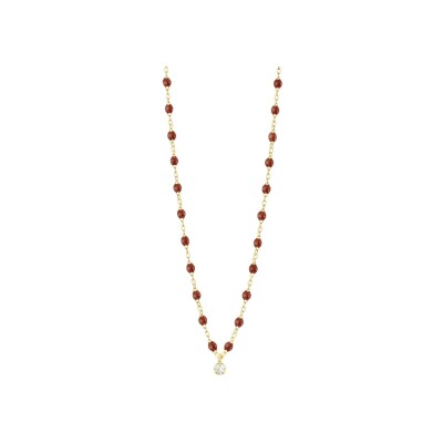 Collier Gigi Clozeau Gigi Suprême en or jaune, résine moka et diamant, 42cm