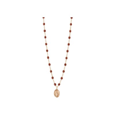 Collier Gigi Clozeau Madone en or rose et résine moka, taille 42cm