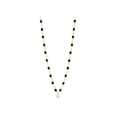 Collier Gigi Clozeau Gigi Suprême en or jaune, résine noir et diamants, taille 42cm