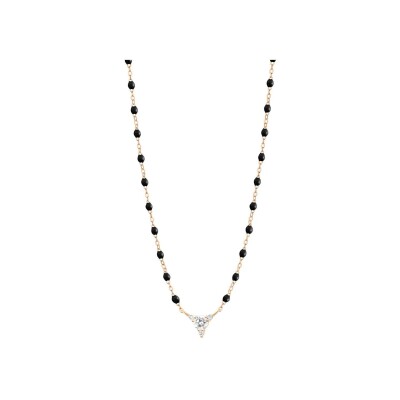 Collier Gigi Clozeau Kosmos en or rose, résine noire et diamants, 42cm