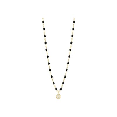 Collier Gigi Clozeau Puce en or jaune, résine noir et diamants, taille 42cm