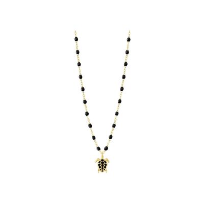Collier Gigi Clozeau Tortue en or jaune et résine noire, 42cm
