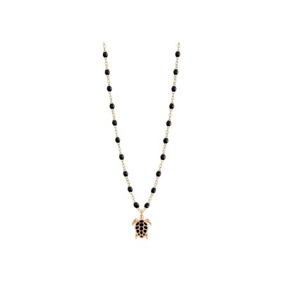 Collier Gigi Clozeau Tortue en or rose et résine noire, 42cm