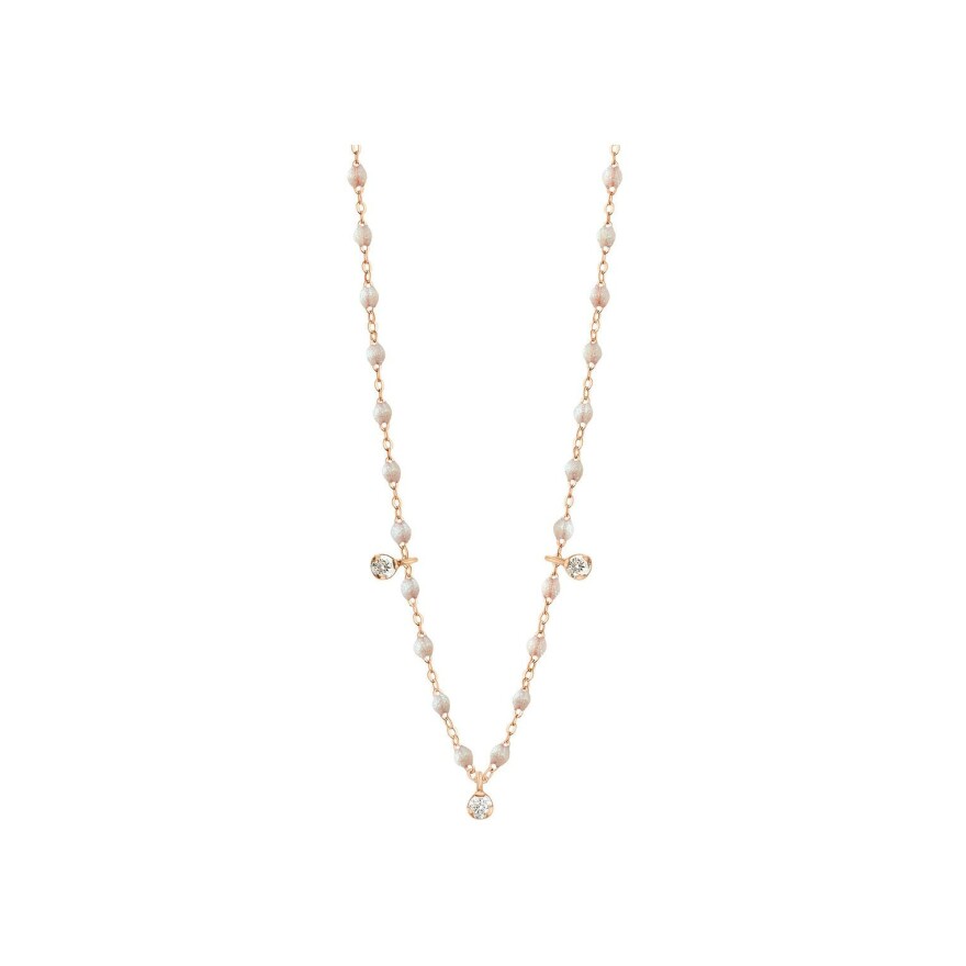 Collier Gigi Clozeau Gigi Suprême en or rose, résine opale et diamants, taille 45cm