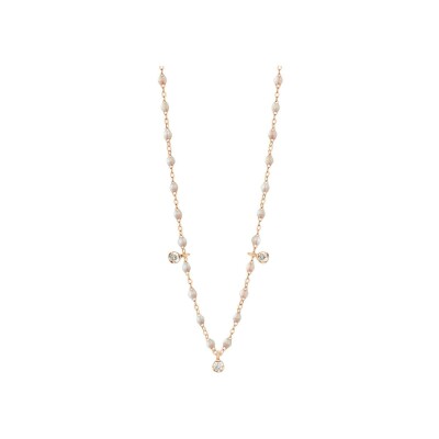 Collier Gigi Clozeau Gigi Suprême en or rose, résine opale et diamants, taille 45cm