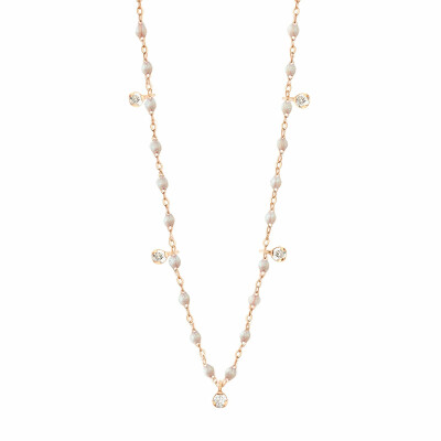 Collier Gigi Clozeau Gigi Suprême en or rose, résine opale et diamants, 45cm