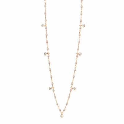 Collier Gigi Clozeau Gigi Suprême en or rose, résine opale et diamants, 50cm