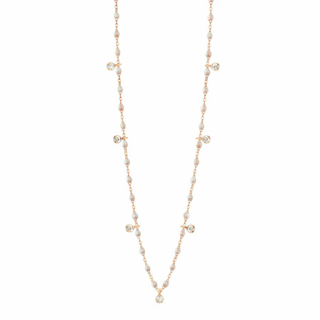 Collier Gigi Clozeau Gigi Suprême en or rose, résine opale et diamants, 50cm