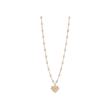 Collier Gigi Clozeau In Love en or rose, résine opale et diamants, taille 42cm