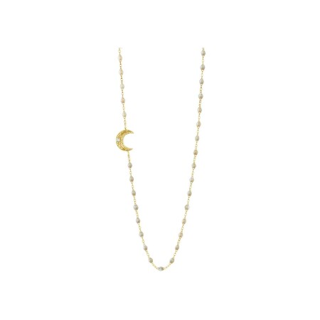 Collier Gigi Clozeau Lune en or jaune, résine opale et diamant, taille 42cm