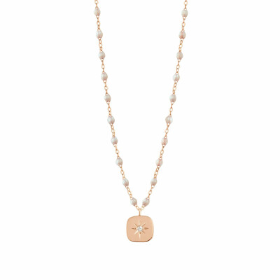 Collier Gigi Clozeau Miss Gigi en or rose, résine opale et diamant, 42cm