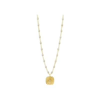 Collier Gigi Clozeau Miss Lumière en or jaune, résine opale et diamant, 42cm