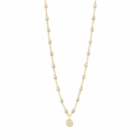 Collier Gigi Clozeau Puce en or jaune, résine opale et diamants, 42cm