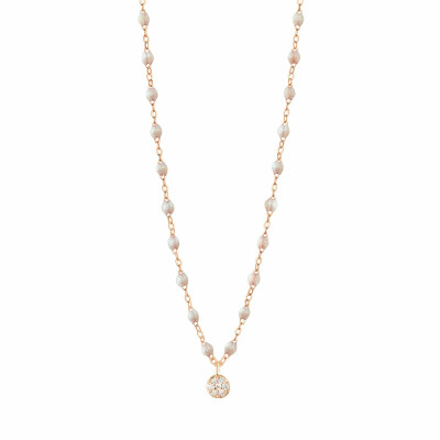 Collier Gigi Clozeau Puce en or rose, résine opale et diamants, 42cm