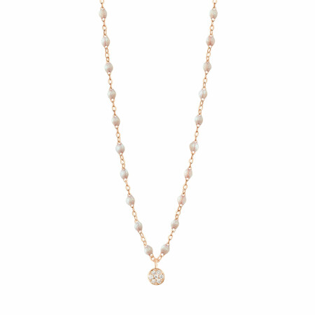 Collier Gigi Clozeau Puce en or rose, résine opale et diamants, 42cm