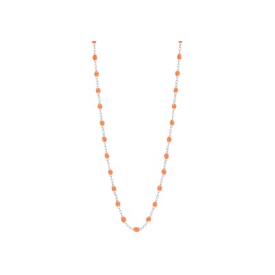 Collier Gigi Clozeau Classique en or blanc et résine orange fluo, 42cm