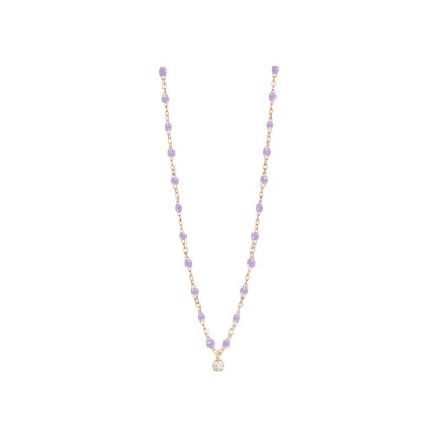 Collier Gigi Clozeau Gigi Suprême en or rose, résine parme et diamants, taille 42cm