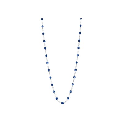 Collier Gigi Clozeau Classique en or blanc et résine bleu prusse, 45cm