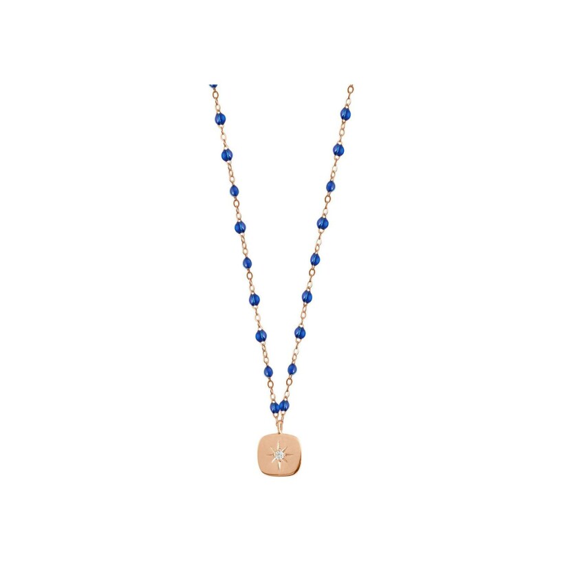 Gigi Clozeau Miss Gigi necklace, rose gold, prussian blue resin and diamonds, size 42cm