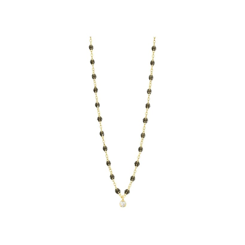 Collier Gigi Clozeau Gigi Suprême en or jaune, résine quartz et diamants, taille 42cm