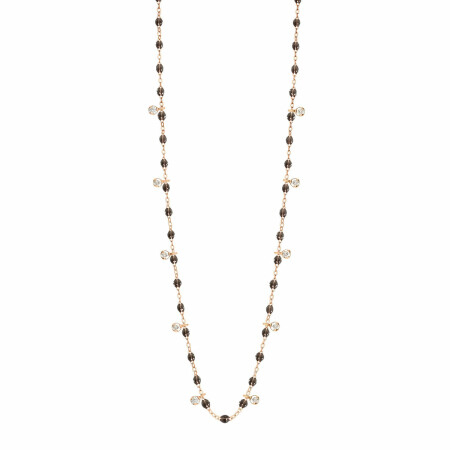 Collier Gigi Clozeau Gigi Suprême en or rose, résine quartz et diamants, 60cm