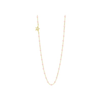 Collier Gigi Clozeau Etoile en or jaune, résine rose bébé et diamants, taille 42cm