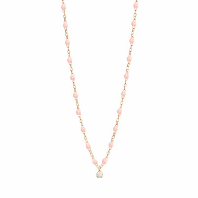 Collier Gigi Clozeau Gigi Suprême en or rose, résine rose bébé et diamant, 42cm