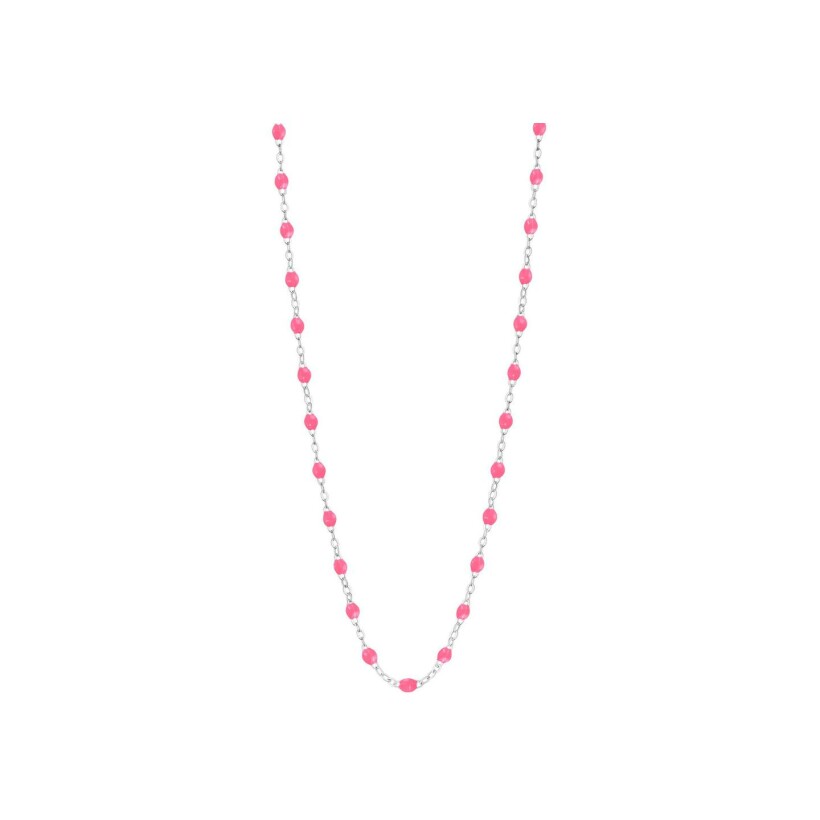 Collier Gigi Clozeau Classique en or blanc et résine rose fluo, 50cm