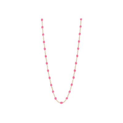 Gigi Clozeau Classique necklace, rose gold, pink resin fluo, size 45cm