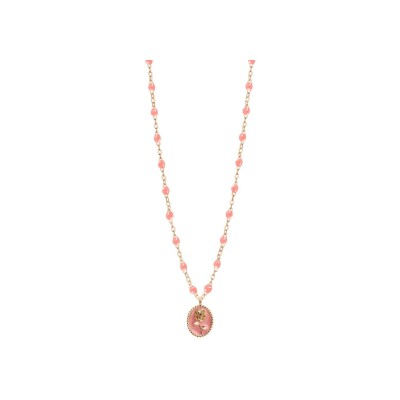 Collier Gigi Clozeau Rose en or rose et résine fushia, taille 42cm