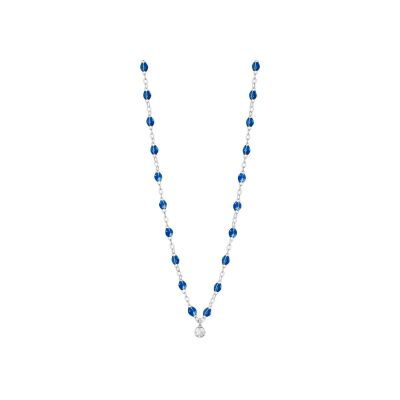 Collier Gigi Clozeau Gigi Suprême en or blanc, résine bleu saphir et diamants, taille 42cm