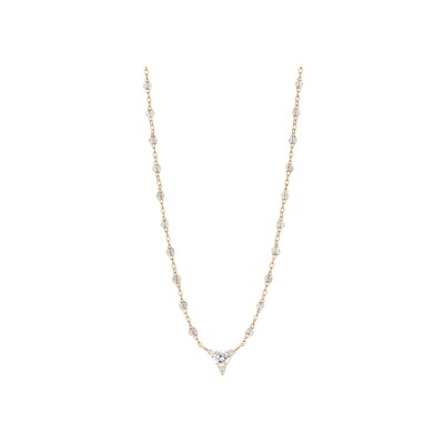 Collier Gigi Clozeau Kosmos en or rose, résine sparkle et diamants, 42cm