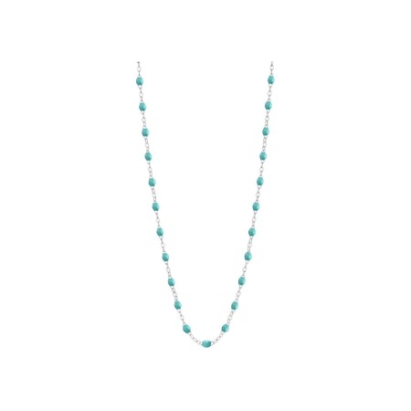 Collier Gigi Clozeau Classique en or blanc et résine turquoise vert, 45cm