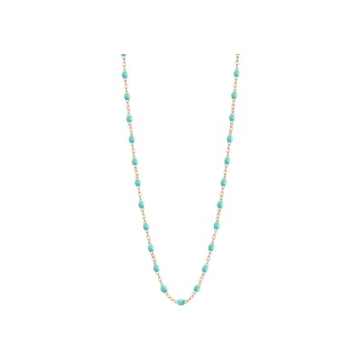 Collier Gigi Clozeau Classique en or rose et résine vert d'eau, 45cm