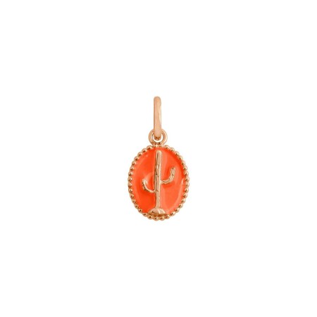 Pendentif Gigi Clozeau Cactus en or rose et résine orange fluo