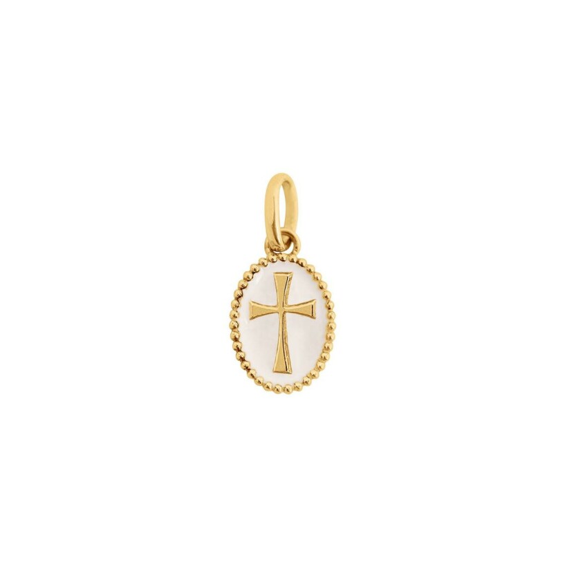 Pendentif Gigi Clozeau Croix en or jaune et résine blanche