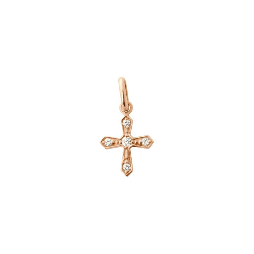 Gigi Clozeau Croix Vintage pendant, rose gold, diamonds