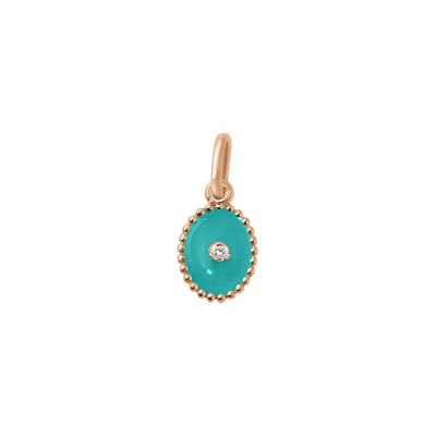 Pendentif Gigi Clozeau Etoile du Nord en or rose, résine turquoise vert et diamants